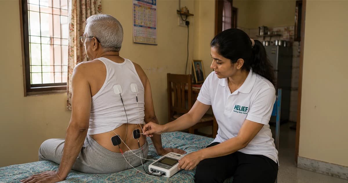 Helief physiotherapist conducting a home physiotherapy session in Bangalore