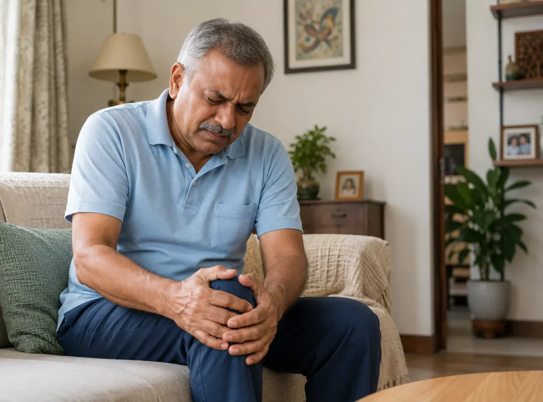 Helief physiotherapist treating knee pain at home in Bangalore
