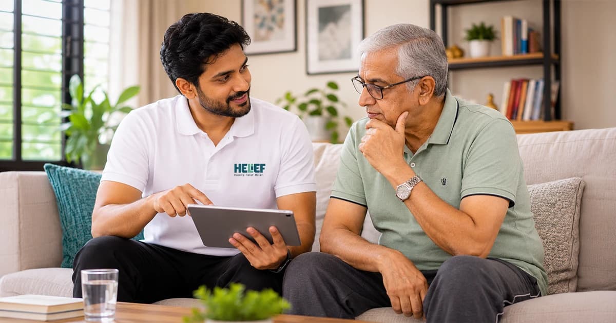 A certified Helief physiotherapist providing safe home physiotherapy in Bangalore